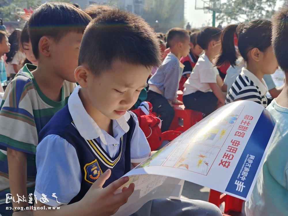 同学们拿到安全用电知识宣传单后认真阅读安全用电知识内容。王亚玲 摄